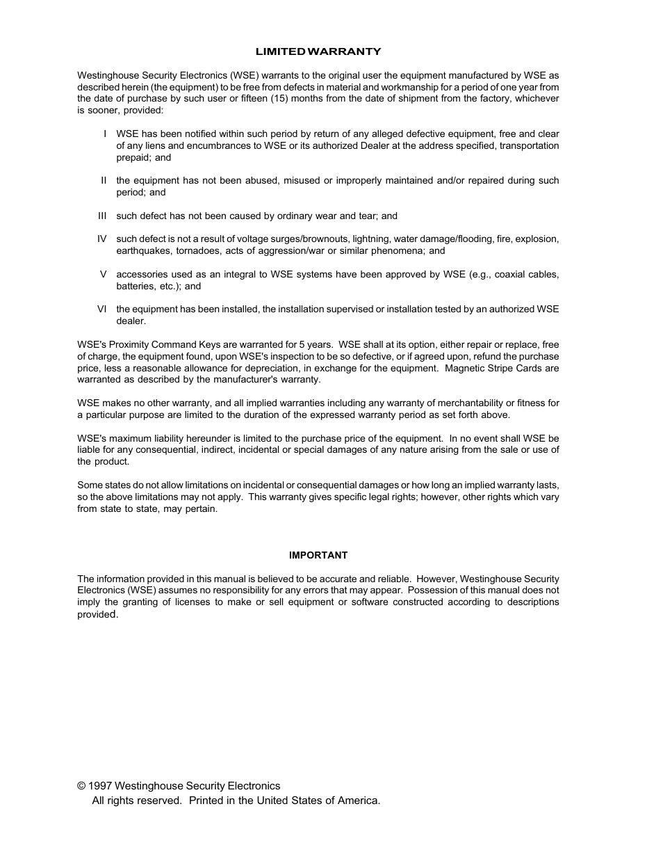 Westinghouse SE 6000 User Manual | Page 2 / 180