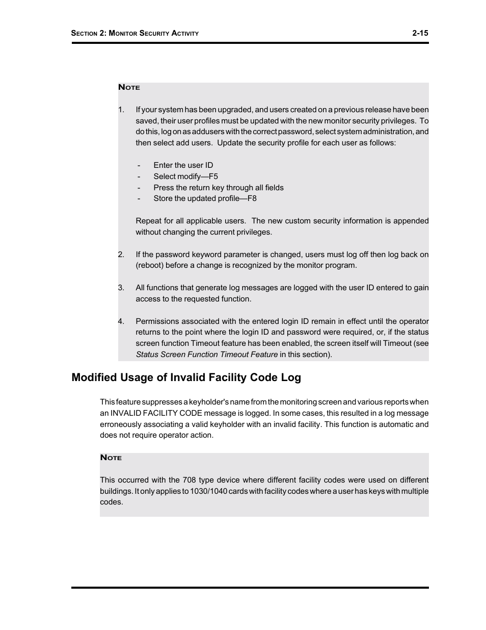 Modified usage of invalid facility code log | Westinghouse SE 6000 User Manual | Page 40 / 180