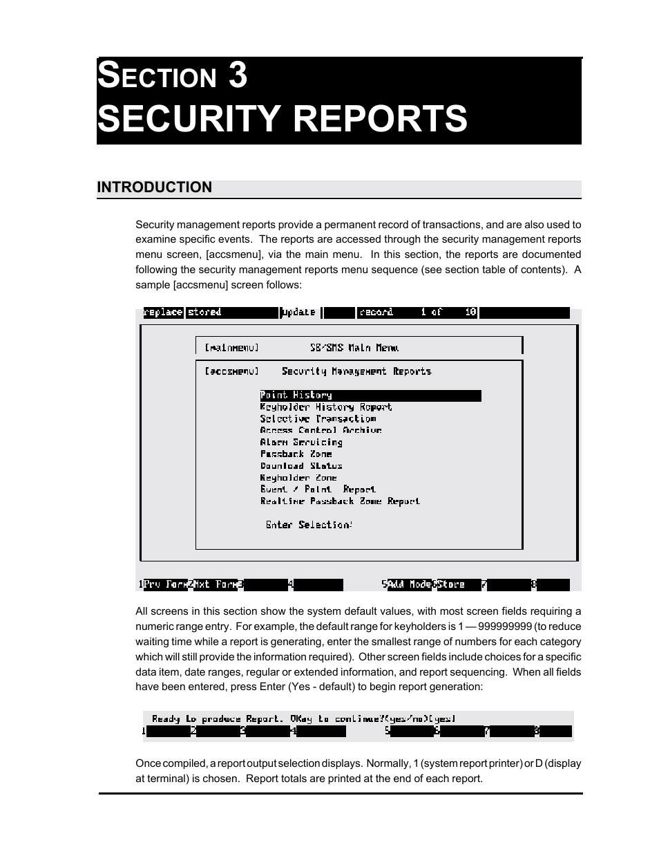 3security reports, Ection | Westinghouse SE 6000 User Manual | Page 42 / 180