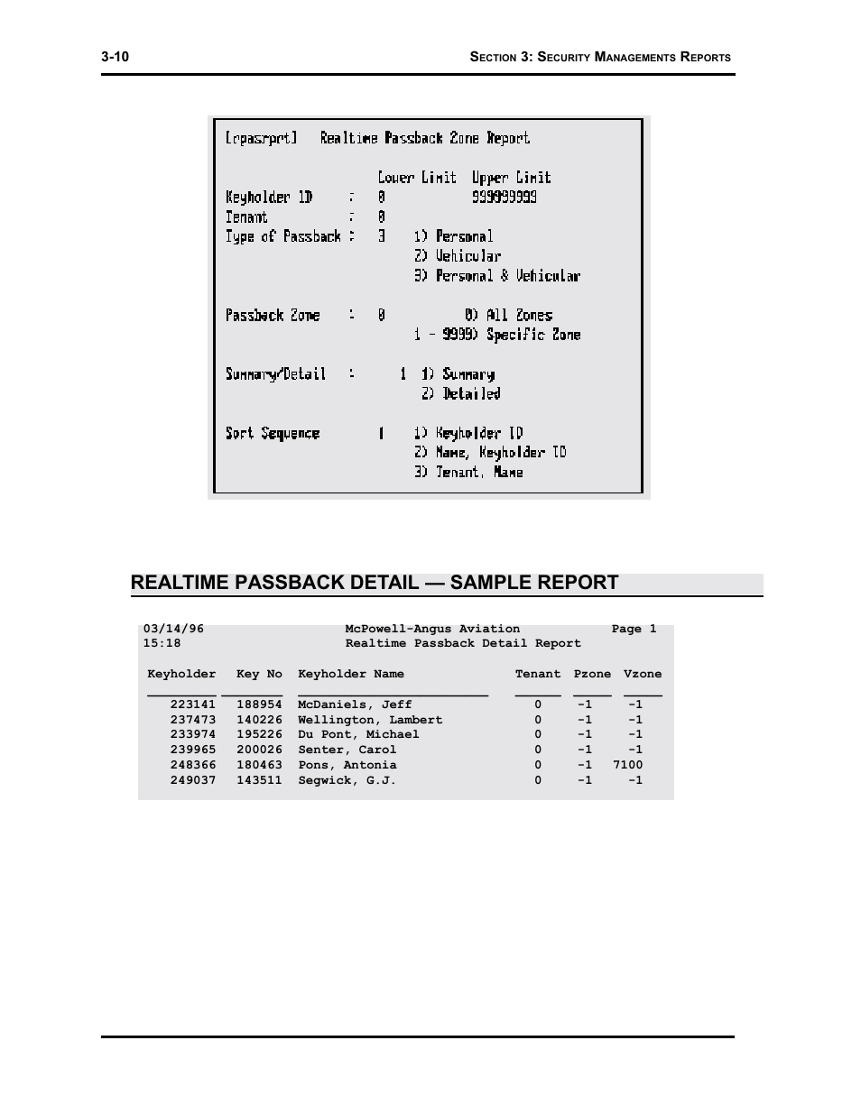 Realtime passback detail — sample report | Westinghouse SE 6000 User Manual | Page 51 / 180