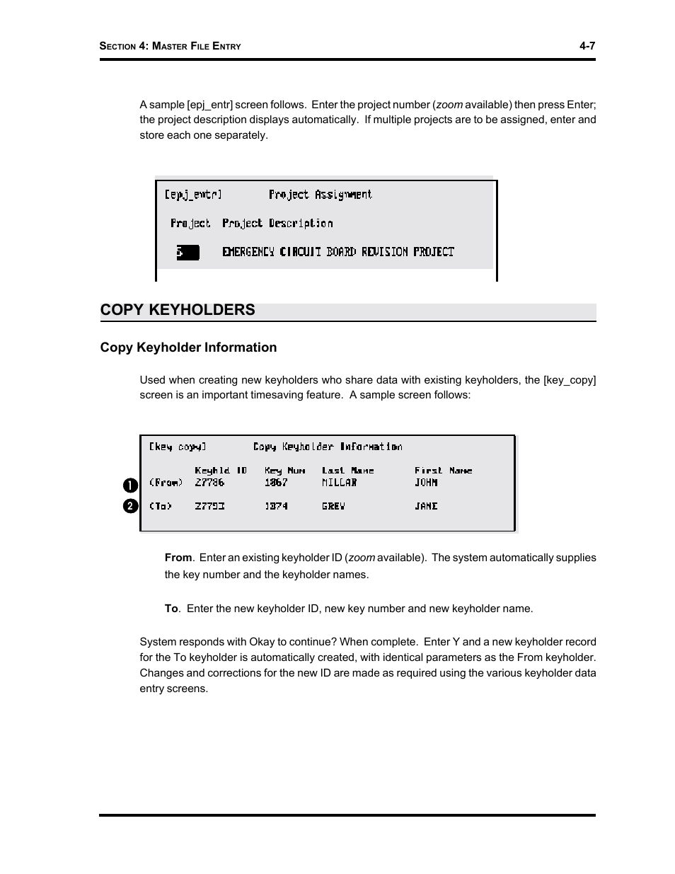 Copy keyholders, Copy keyholder information | Westinghouse SE 6000 User Manual | Page 58 / 180