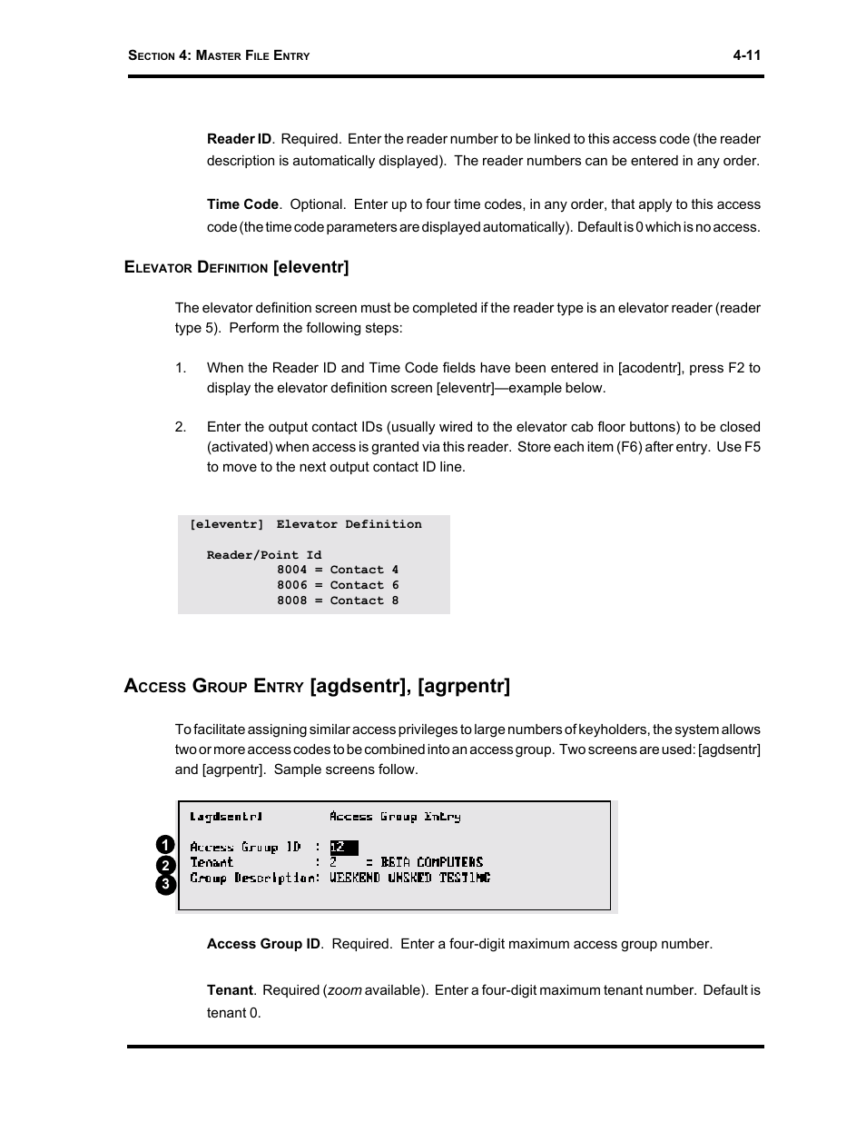 Agdsentr], [agrpentr | Westinghouse SE 6000 User Manual | Page 62 / 180
