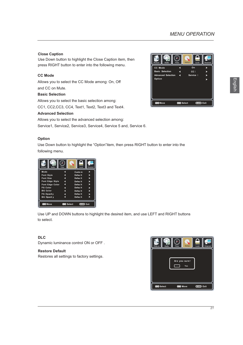 页 23, Menu operation, En g lis h | Westinghouse VR-6025Z User Manual | Page 23 / 30