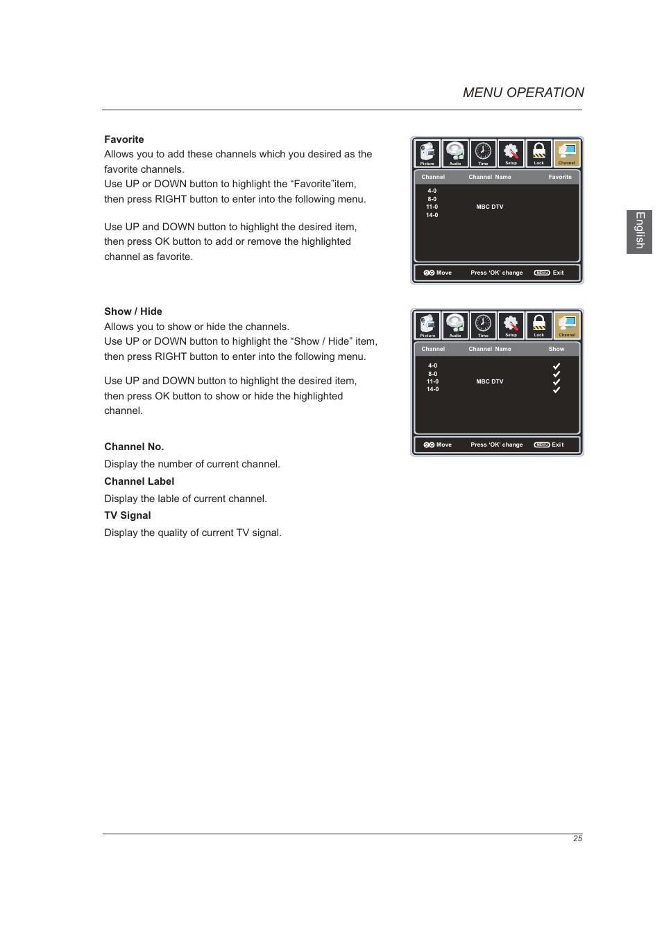 页 27, Menu operation, En g lis h | Westinghouse VR-6025Z User Manual | Page 27 / 30