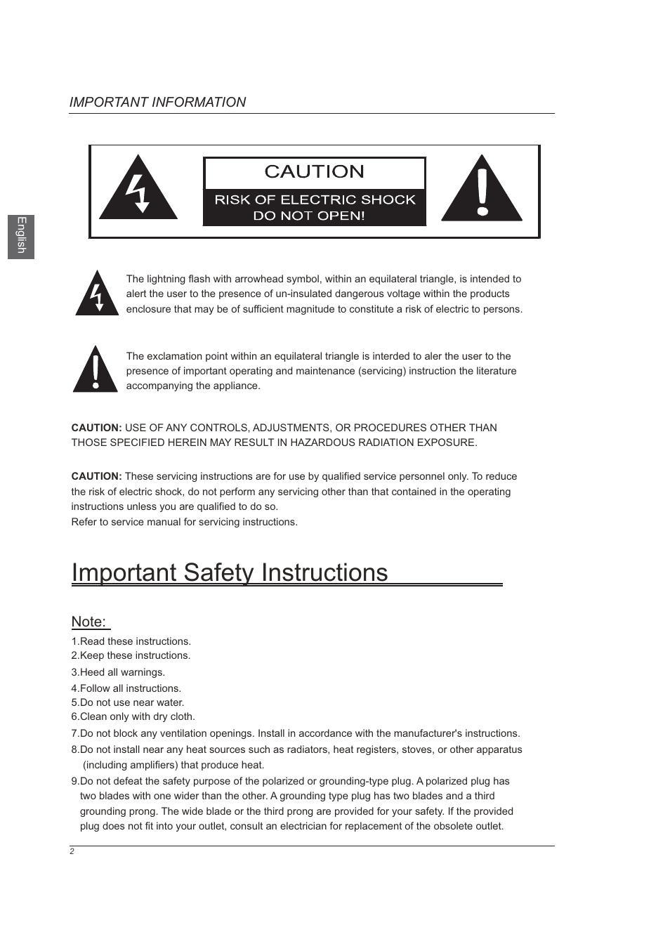 Important safety instructions | Westinghouse VR-6025Z User Manual | Page 4 / 30