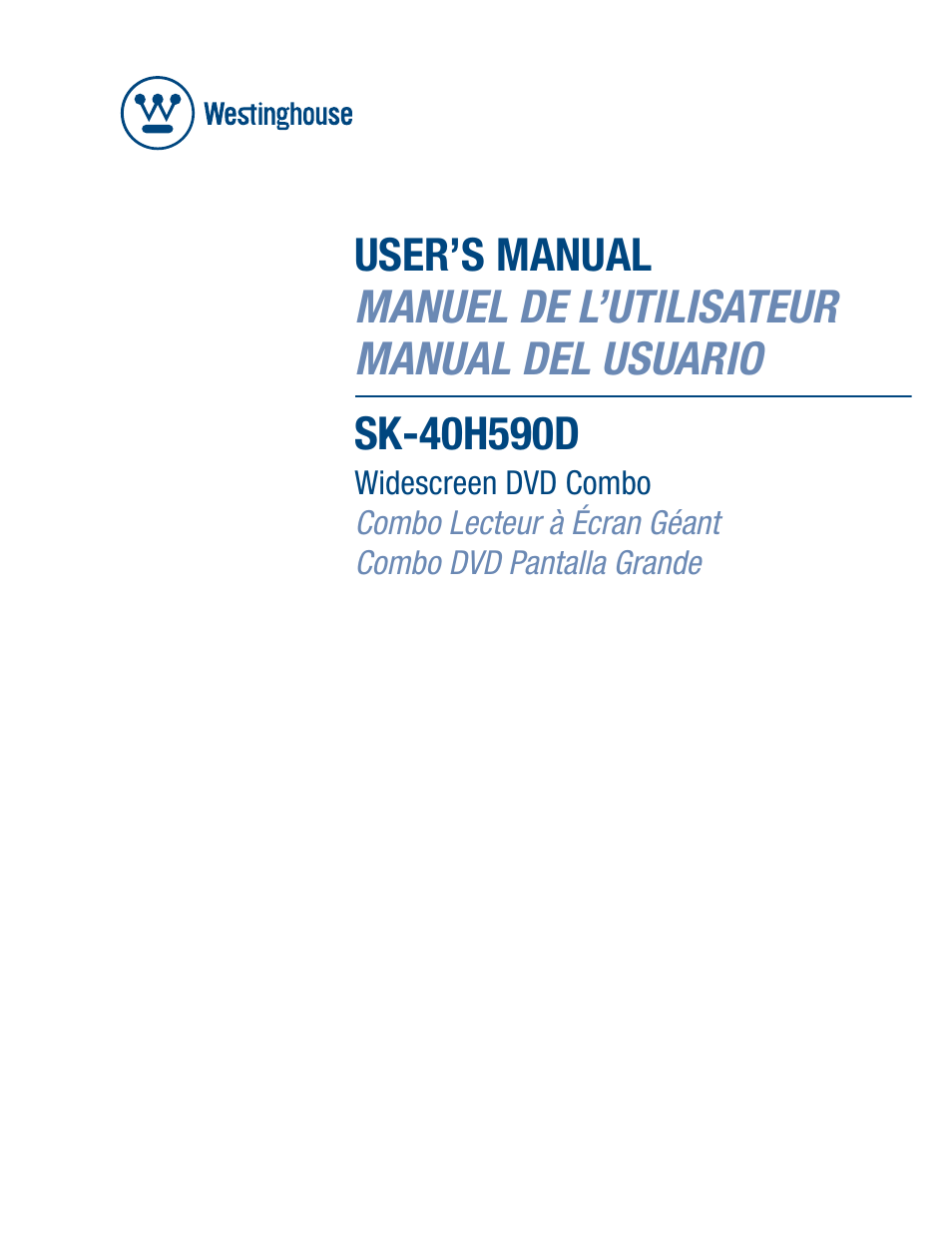 Westinghouse SK-40H590D User Manual | 40 pages