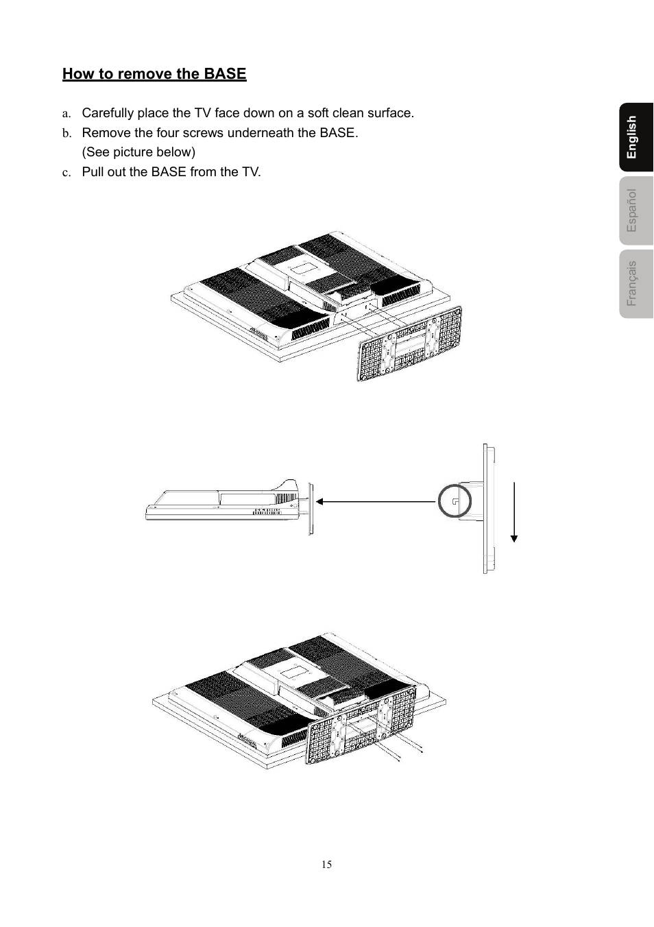 How to remove the base | Westinghouse SK-40H590D User Manual | Page 18 / 40