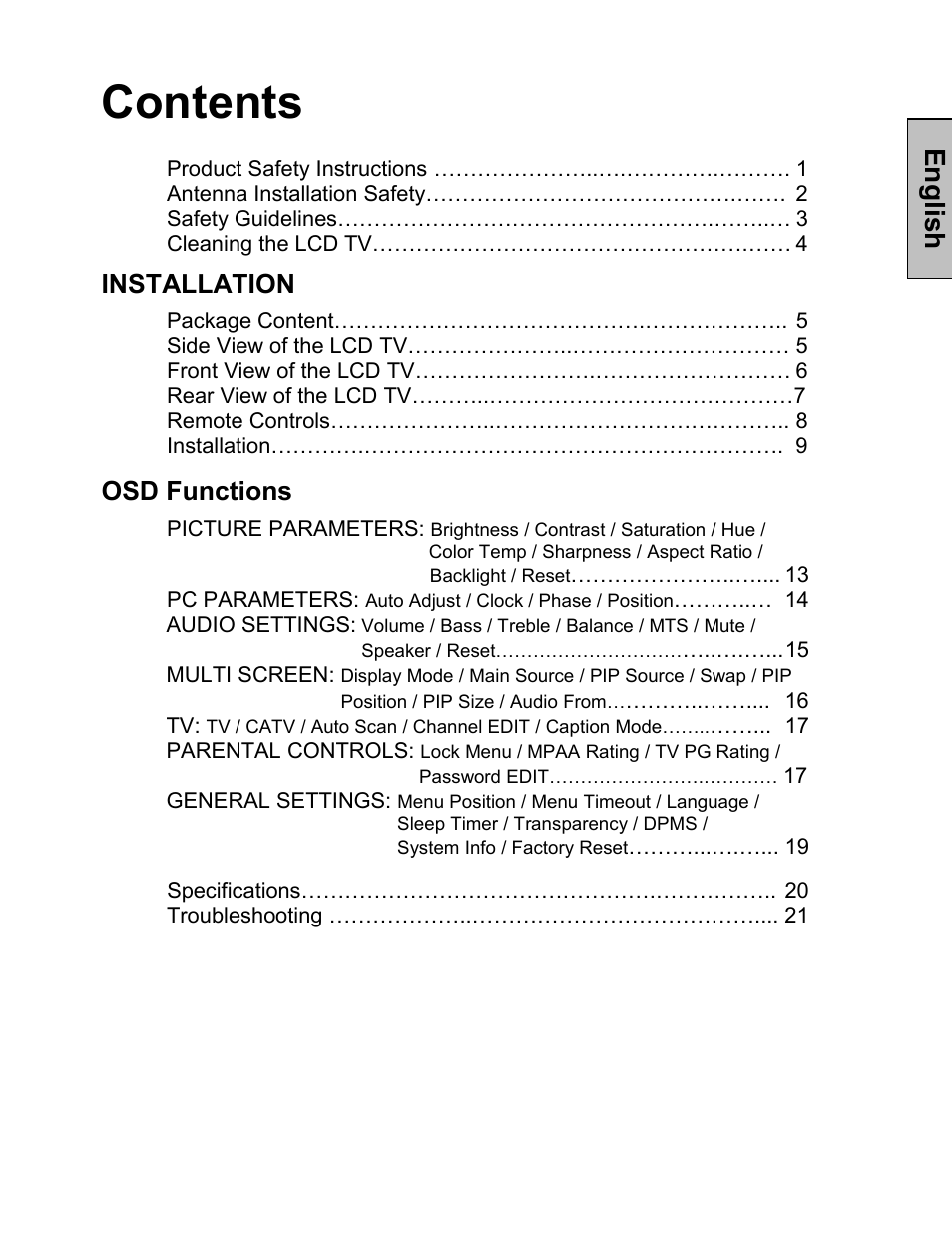 Westinghouse LTV-30w2 User Manual | Page 2 / 25