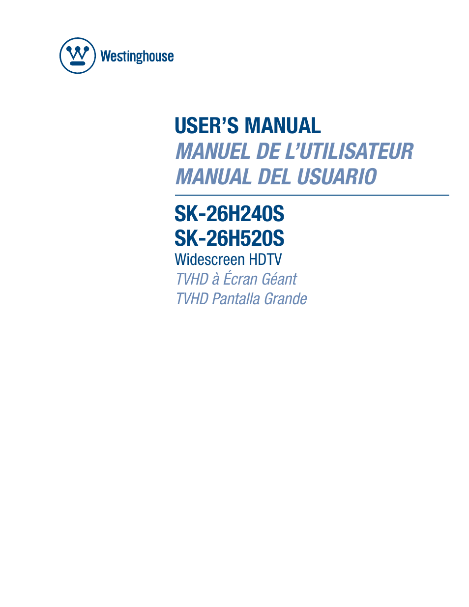 Westinghouse SK-26H240S User Manual | 33 pages