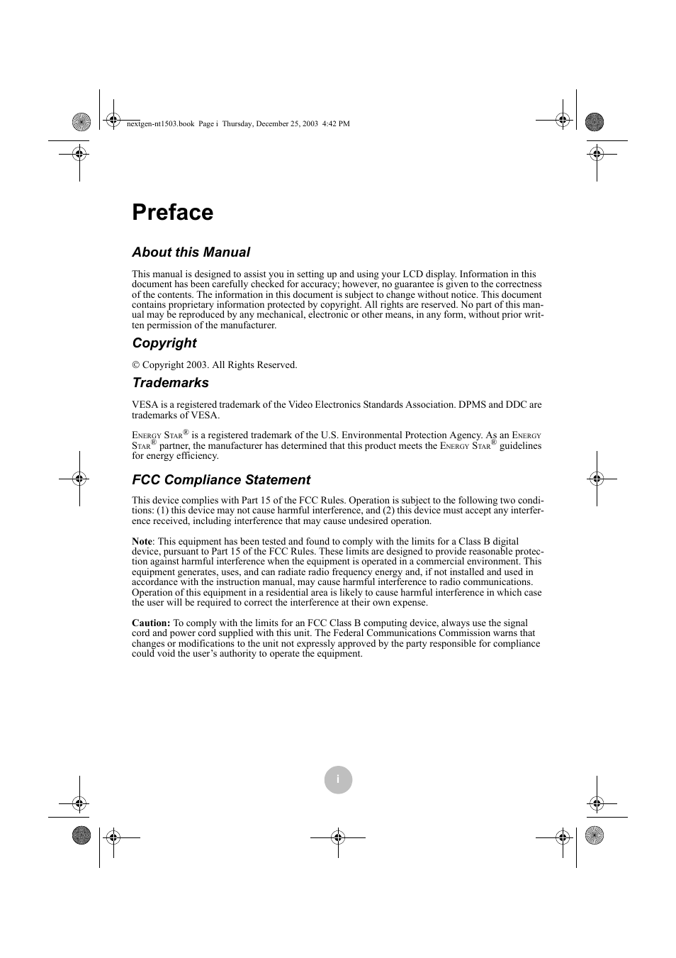 Preface, About this manual, Copyright | Trademarks, Fcc compliance statement | Westinghouse W31501 User Manual | Page 2 / 31