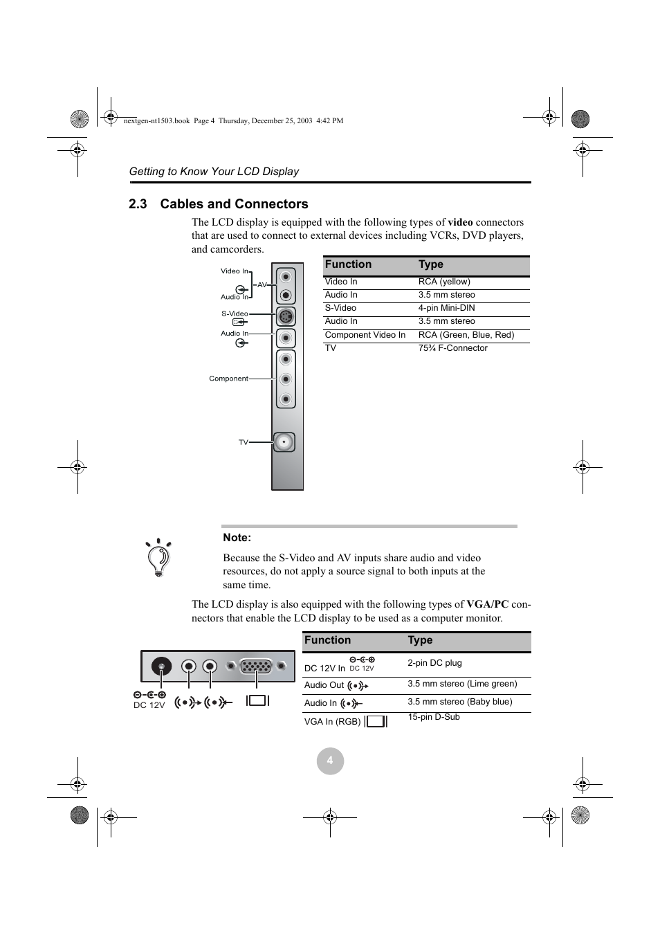 3 cables and connectors, Cables and connectors | Westinghouse W31501 User Manual | Page 9 / 31