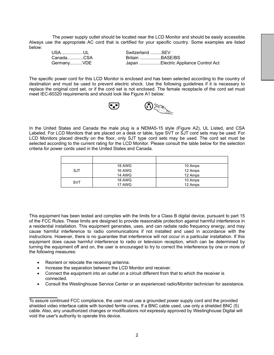 English, Safety guidelines, Fcc compliance statement | Westinghouse LCM-17V8 User Manual | Page 4 / 24