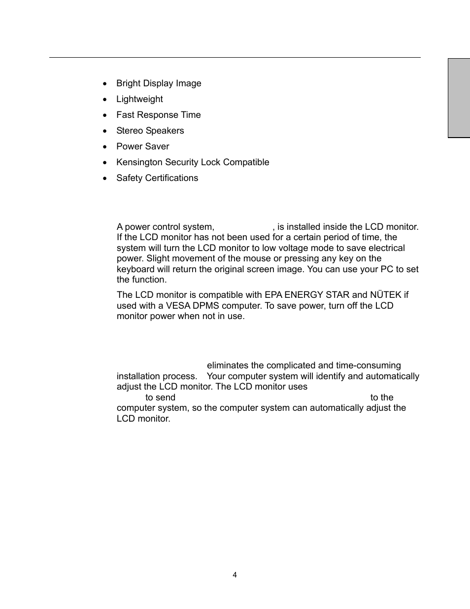 Features, English, Power saver | Plug & play | Westinghouse LCM-17V8 User Manual | Page 6 / 24