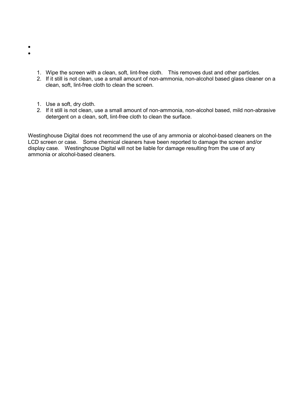 Cleaning th, Leaning the lcd monitor, Cleaning the lcd monitor | Westinghouse LCM-15V5 User Manual | Page 5 / 15