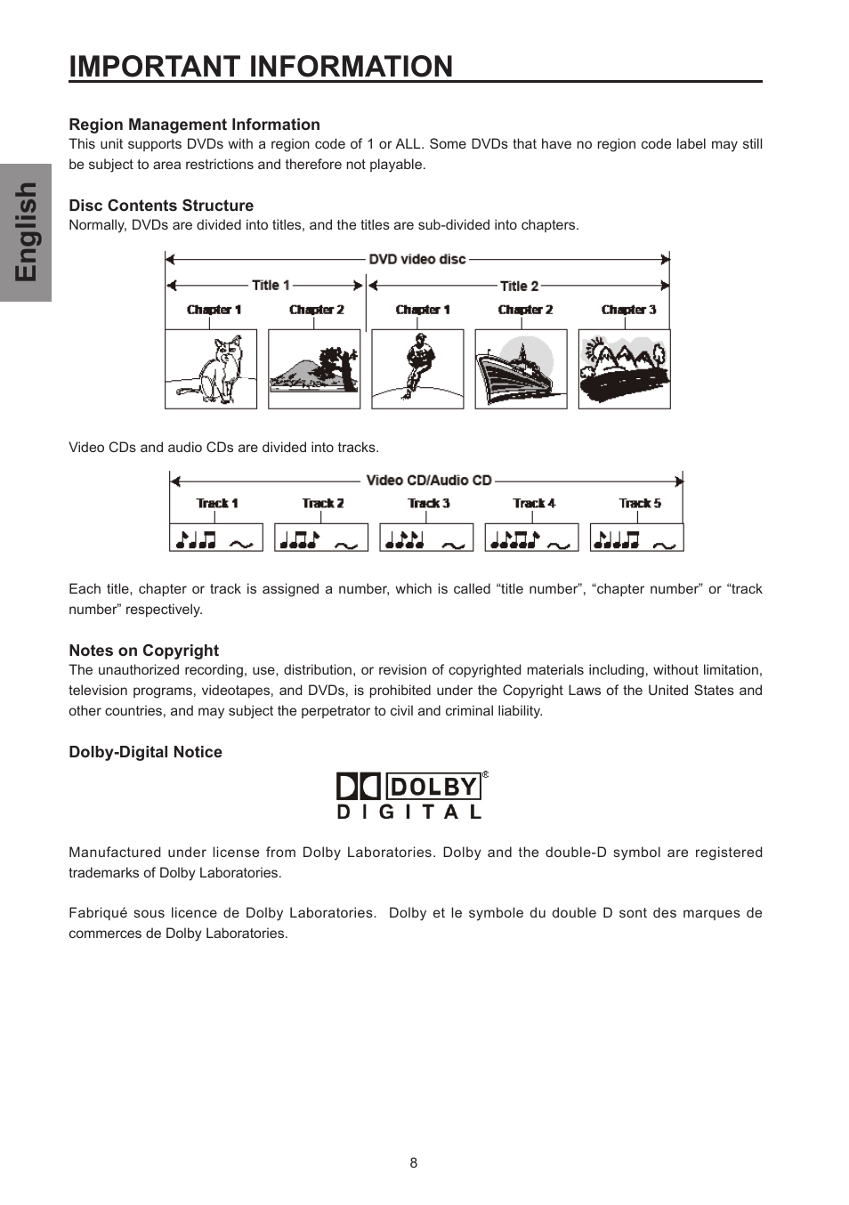Important information, English | Westinghouse SK-26H570D User Manual | Page 10 / 67