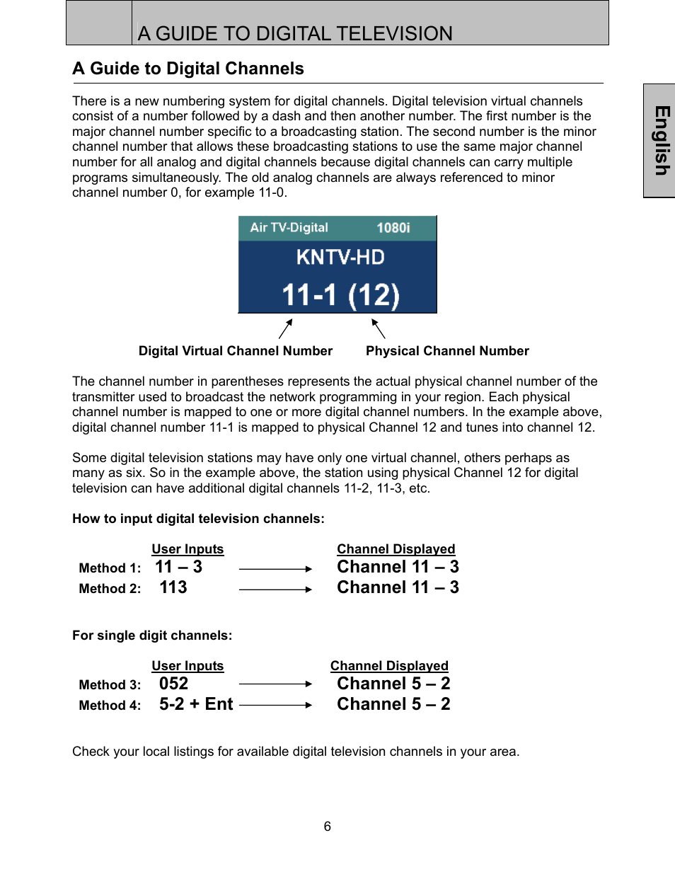 A guide to digital television, English | Westinghouse LTV-32w3 User Manual | Page 8 / 38