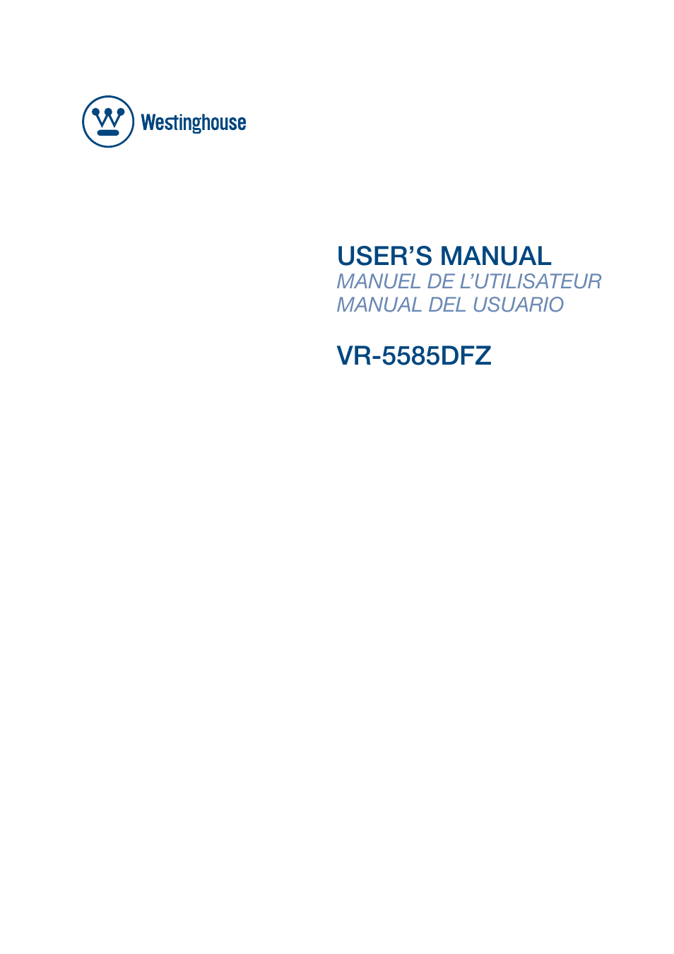 Westinghouse VR-5585DFZ User Manual | 39 pages