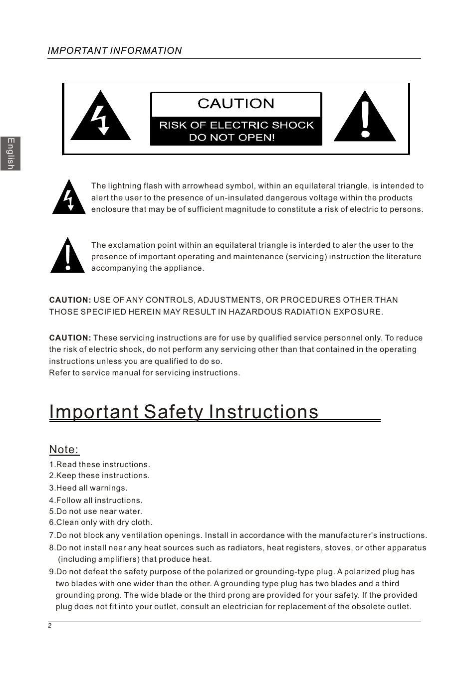 Important safety instructions | Westinghouse VR-5585DFZ User Manual | Page 4 / 39