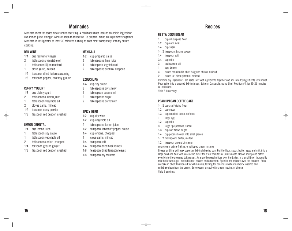 Marinades, Recipes | Westinghouse WST3028 User Manual | Page 17 / 20