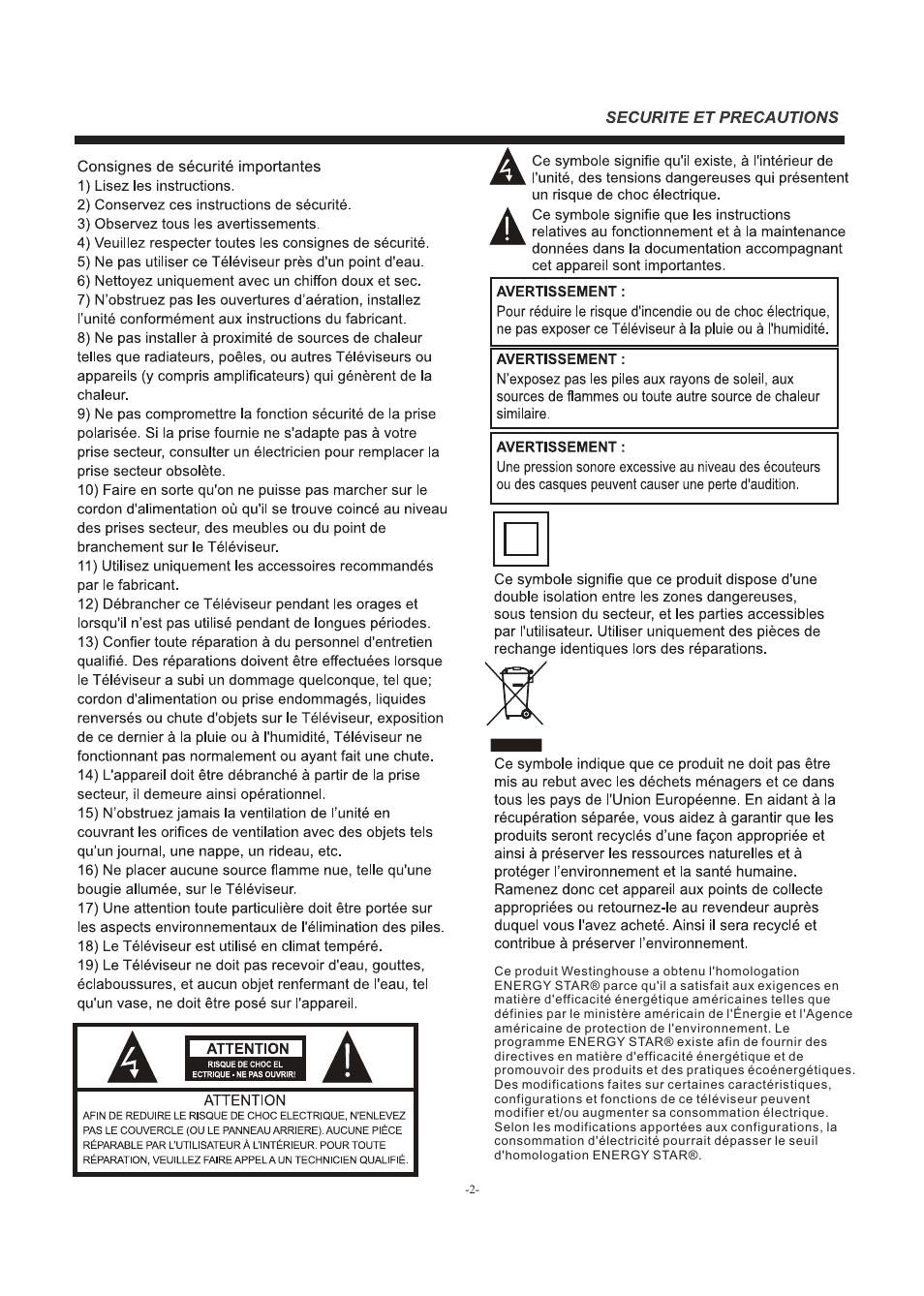 Westinghouse EW32S5KW User Manual | Page 16 / 41