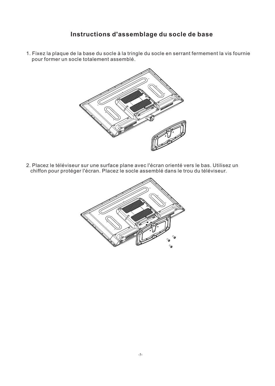 Instructions d'assemblage du socle de base | Westinghouse EW32S5KW User Manual | Page 19 / 41