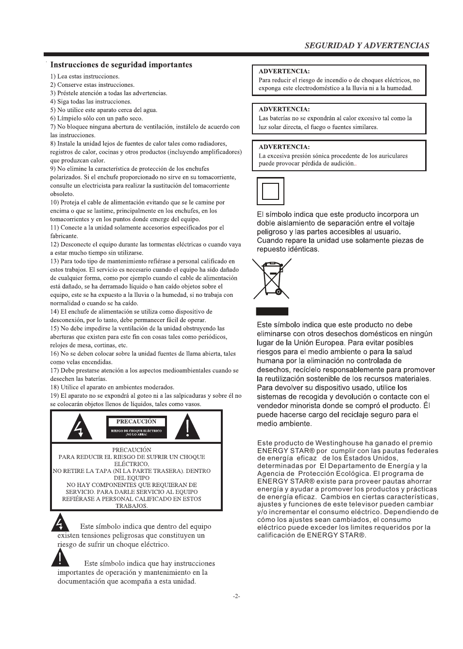 Westinghouse EW32S5KW User Manual | Page 29 / 41