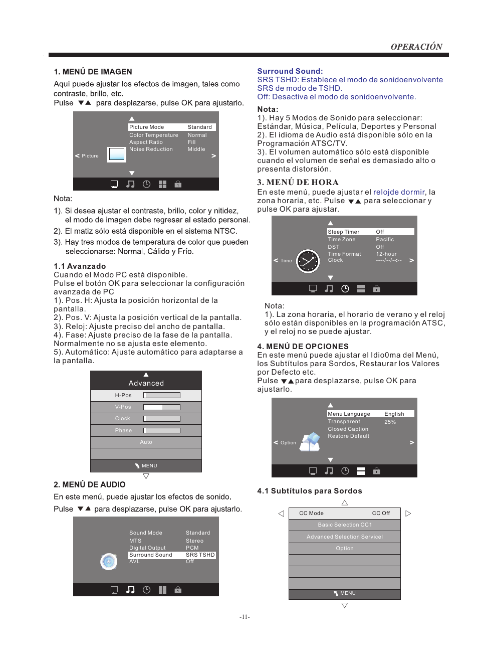 Menú de hora | Westinghouse EW32S5KW User Manual | Page 38 / 41