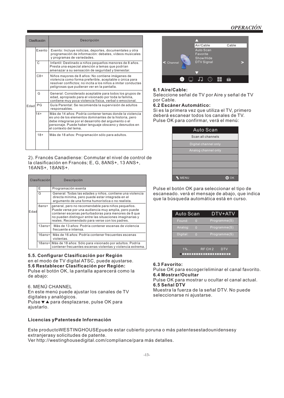 Auto scan, Auto scan dtv+atv | Westinghouse EW32S5KW User Manual | Page 40 / 41