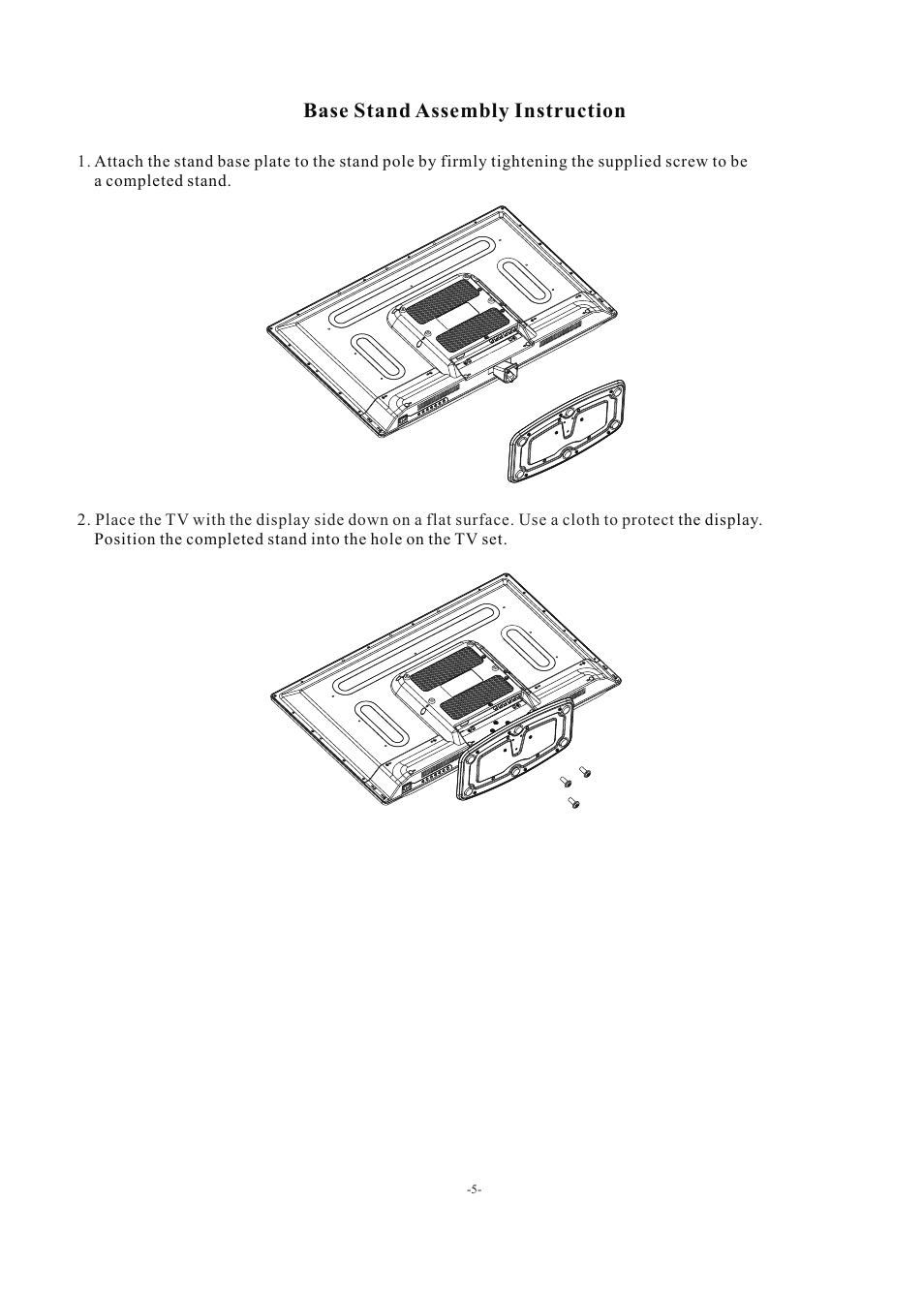 Base stand assembly instruction | Westinghouse EW32S5KW User Manual | Page 6 / 41