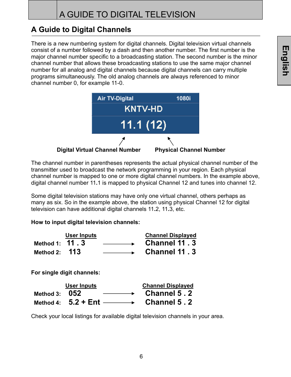 A guide to digital television, English | Westinghouse SK-32H520S User Manual | Page 9 / 47