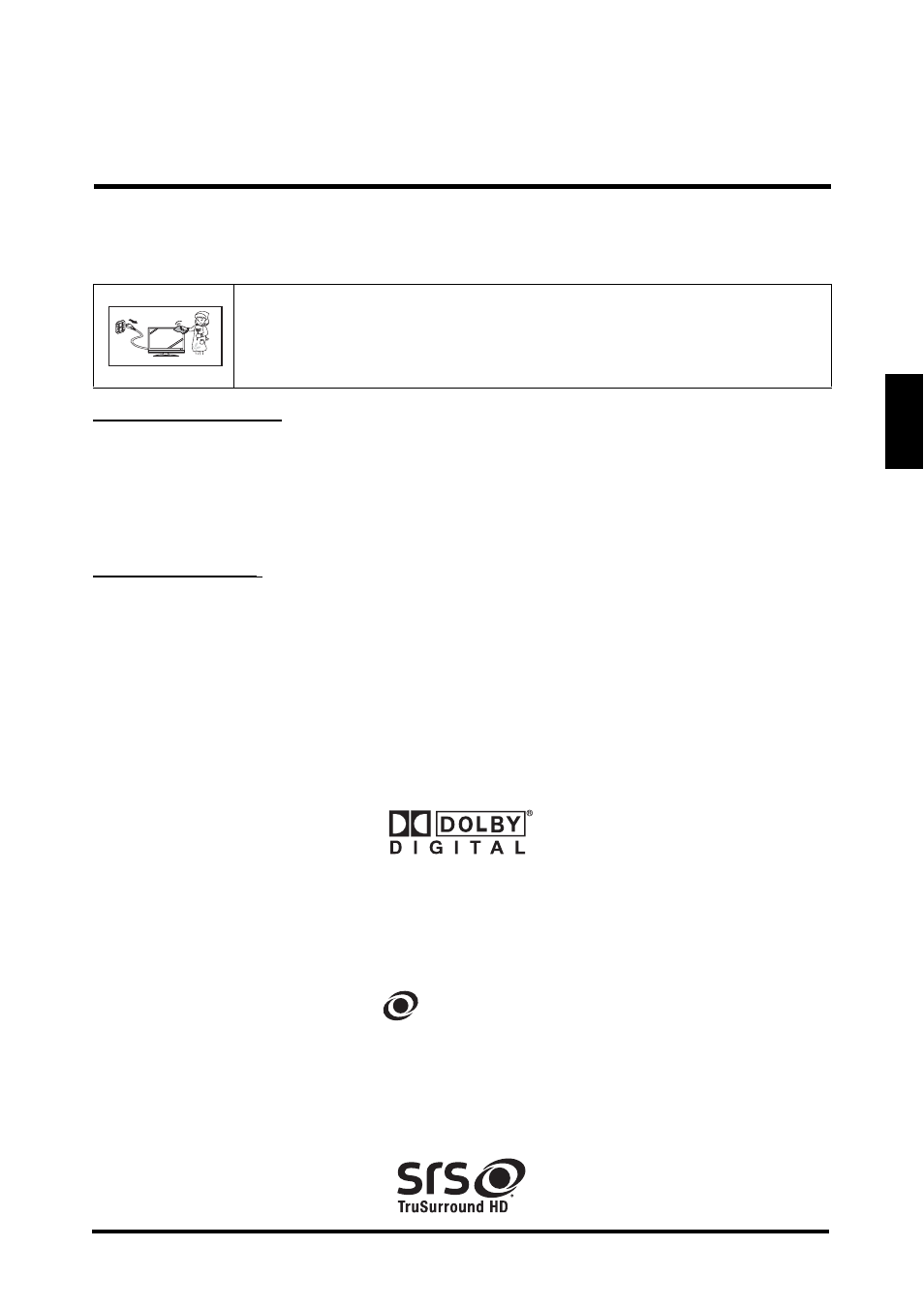 Cleaning the led tv, Dolby-digital notice, Srs trademark information | English | Westinghouse LD-2655VX User Manual | Page 13 / 60