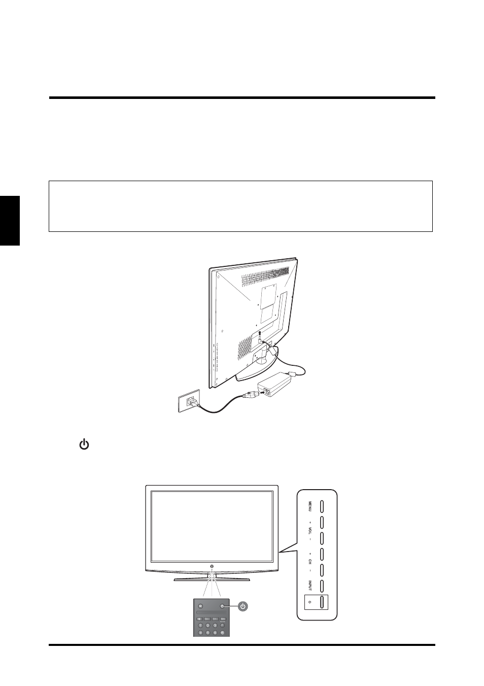 Power connection, Connecting ac power, Initial setup | Connecting ac power initial setup, English power connection | Westinghouse LD-2655VX User Manual | Page 24 / 60