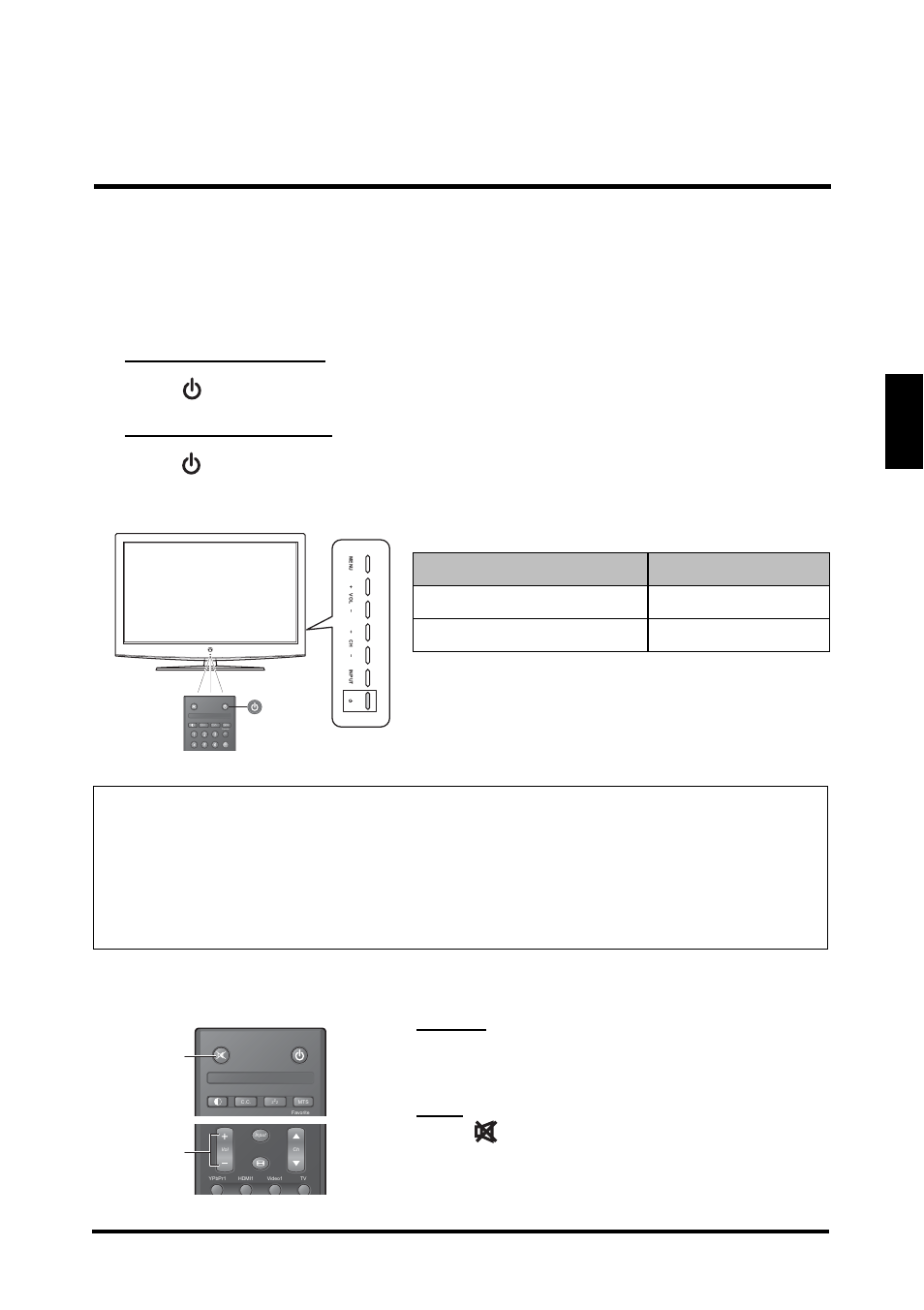 Basic operations, Turning the power on and off, Adjusting the volume | Turning the power on and off adjusting the volume, English basic operations, Mute volume | Westinghouse LD-2655VX User Manual | Page 25 / 60