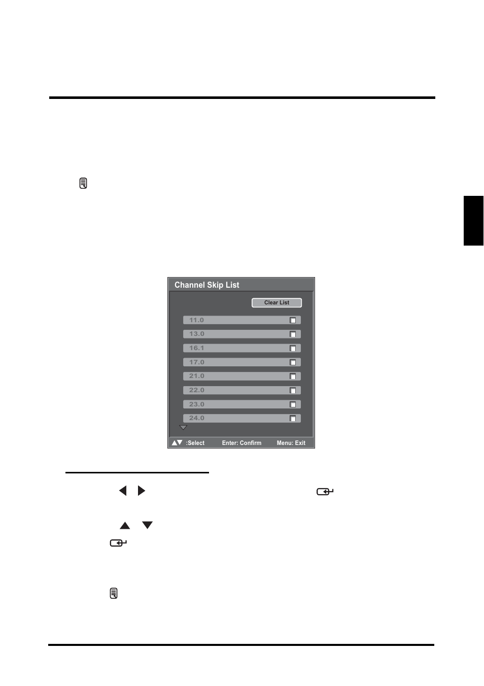 Tv program, English, Skip list | Setup menus | Westinghouse LD-2655VX User Manual | Page 39 / 60