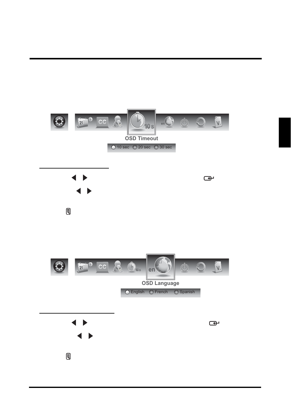 English, Osd timeout, Osd language | Westinghouse LD-2655VX User Manual | Page 51 / 60