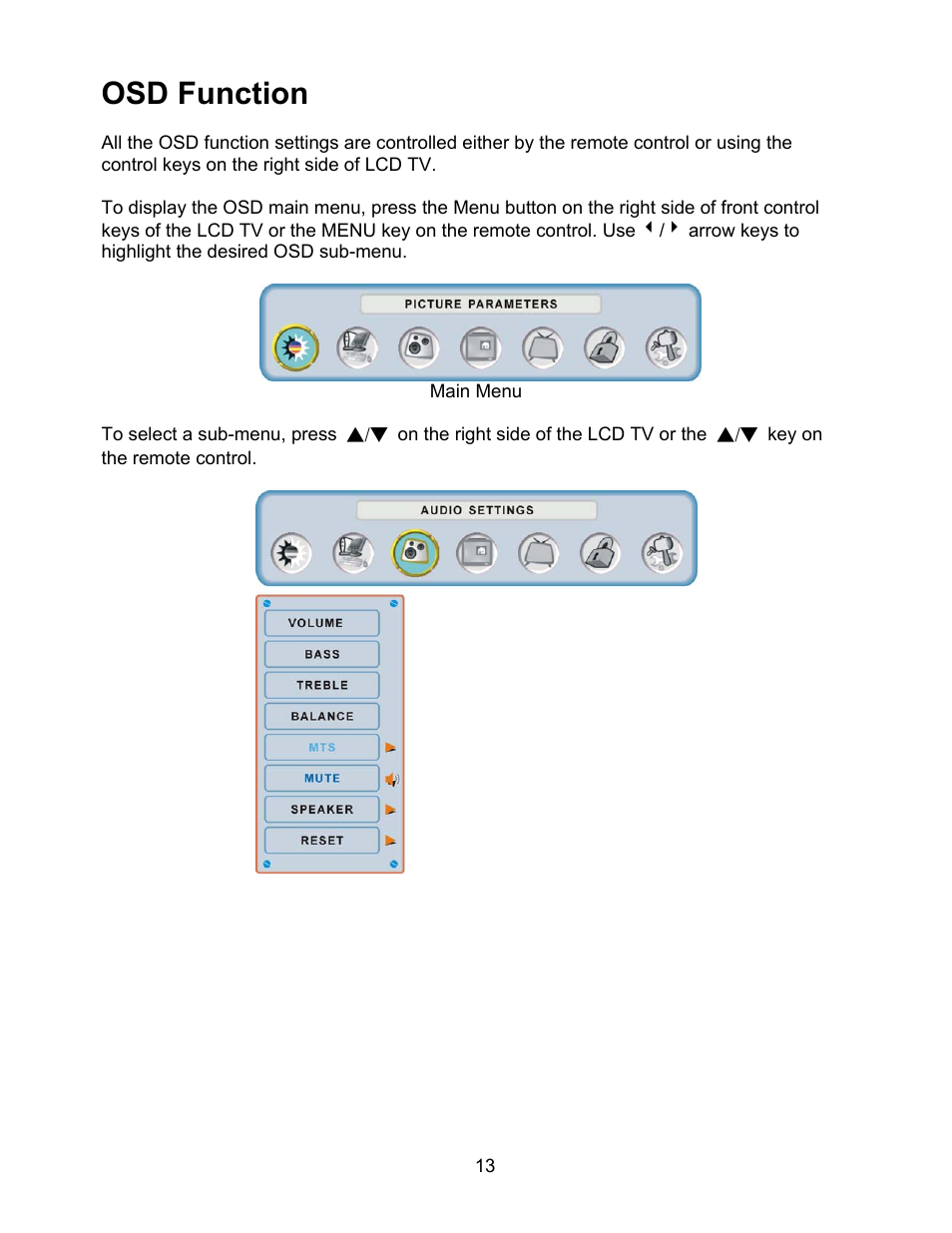 Osd function | Westinghouse W2602 BK User Manual | Page 15 / 26