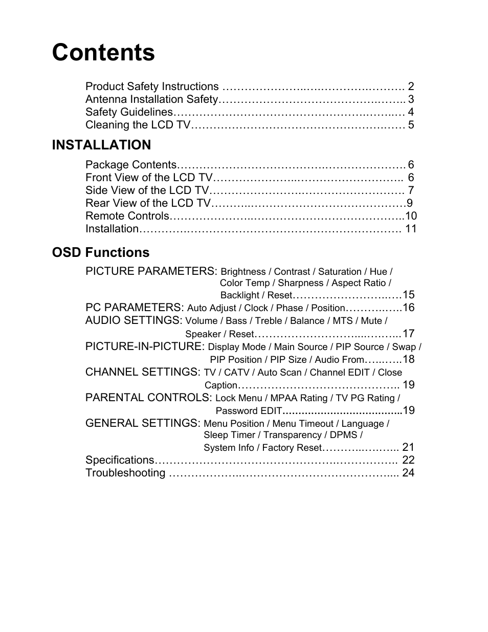 Westinghouse W2602 BK User Manual | Page 2 / 26