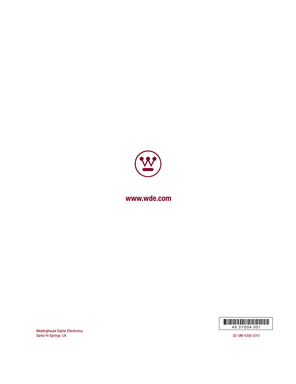 Westinghouse VK-42F240S User Manual | Page 48 / 48