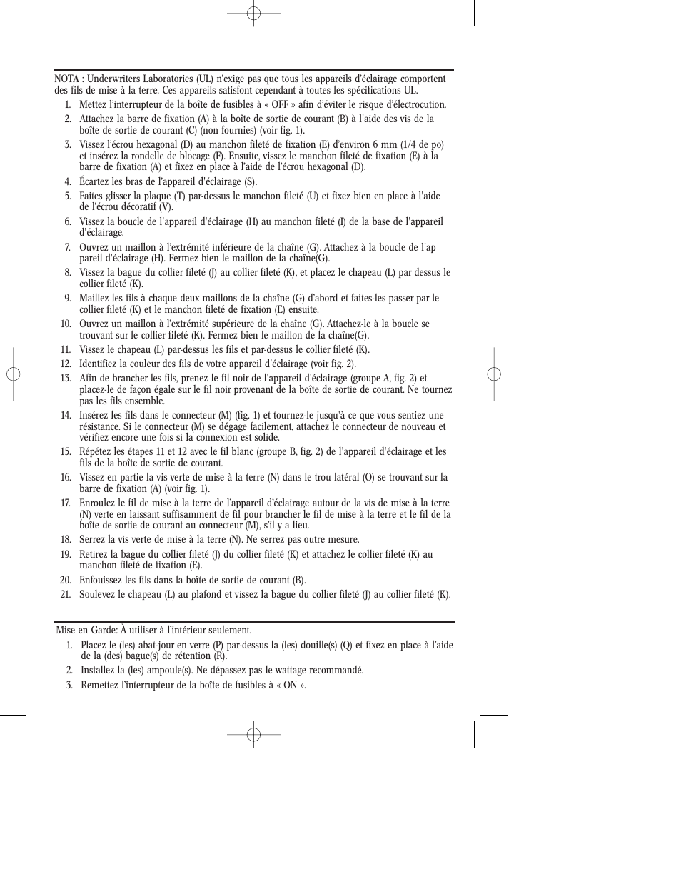 Instructions de montage et de raccordement | Westinghouse W-224 User Manual | Page 7 / 12