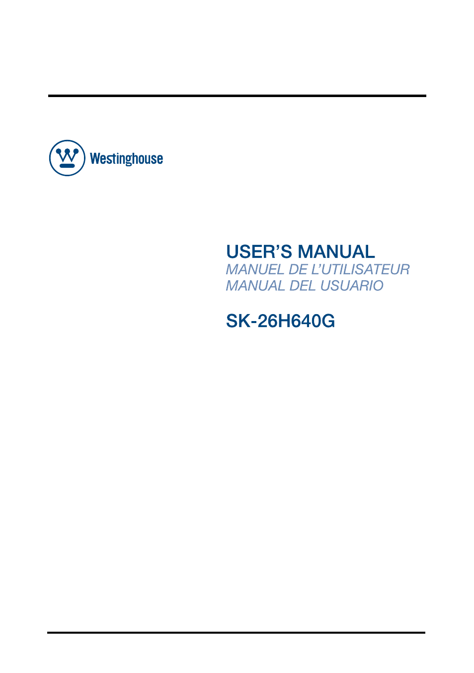 Westinghouse SK-26H640G User Manual | 61 pages
