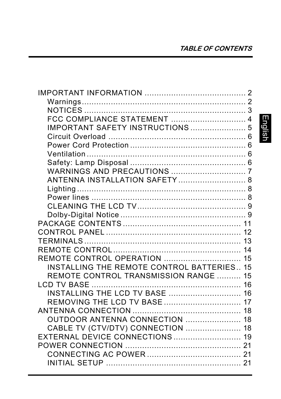 Westinghouse SK-26H640G User Manual | Page 3 / 61