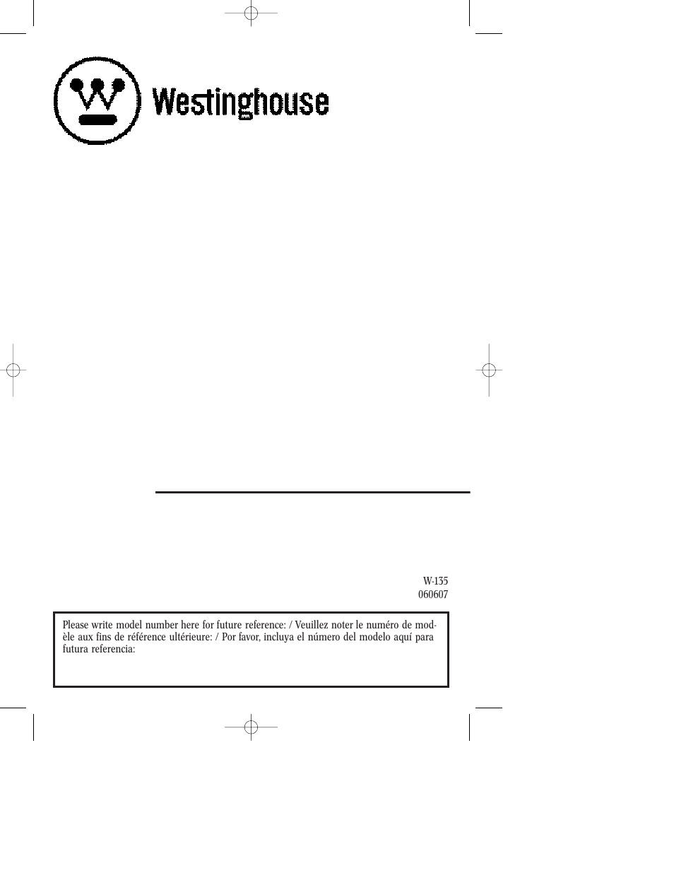 Westinghouse W-135 User Manual | 12 pages