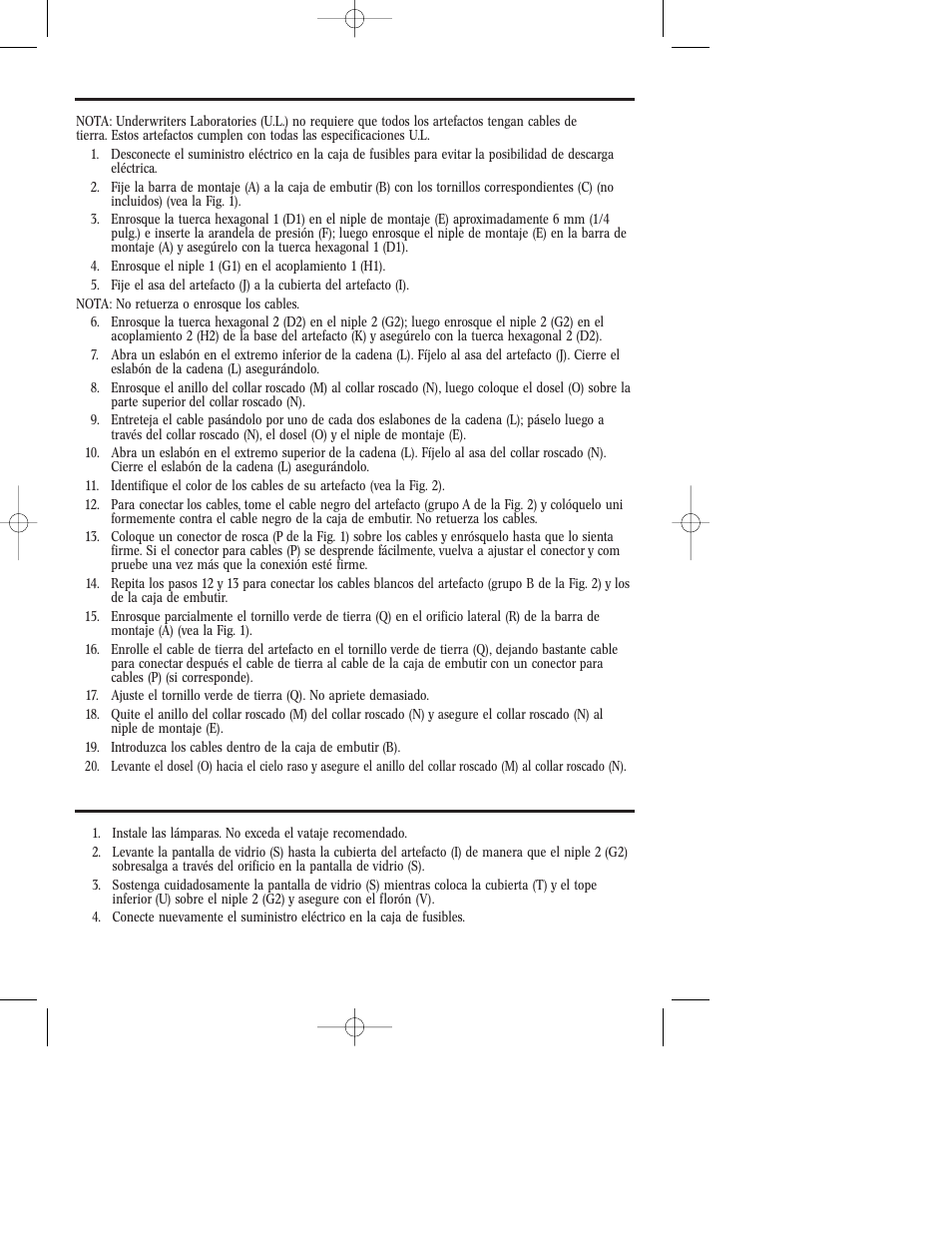 Instrucciones de montaje y cableado, Instrucciones de montaje del artefacto | Westinghouse W-135 User Manual | Page 10 / 12