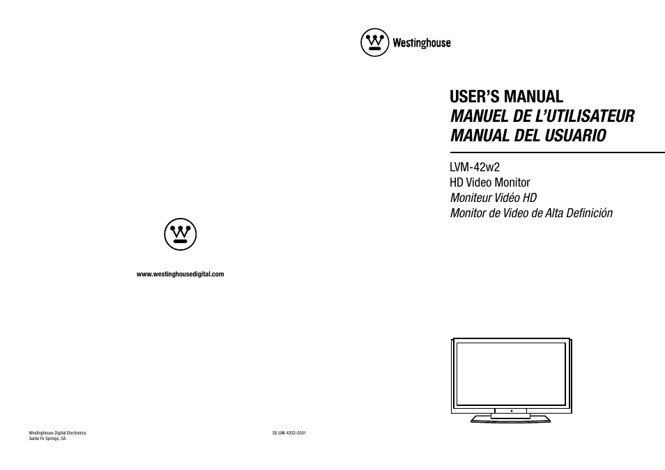 Westinghouse 42-w2 User Manual | 24 pages