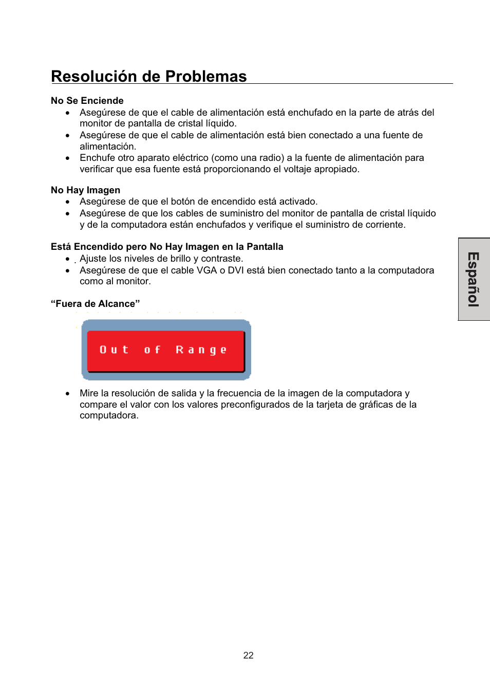 Resolución de problemas | Westinghouse L1928NV User Manual | Page 71 / 74