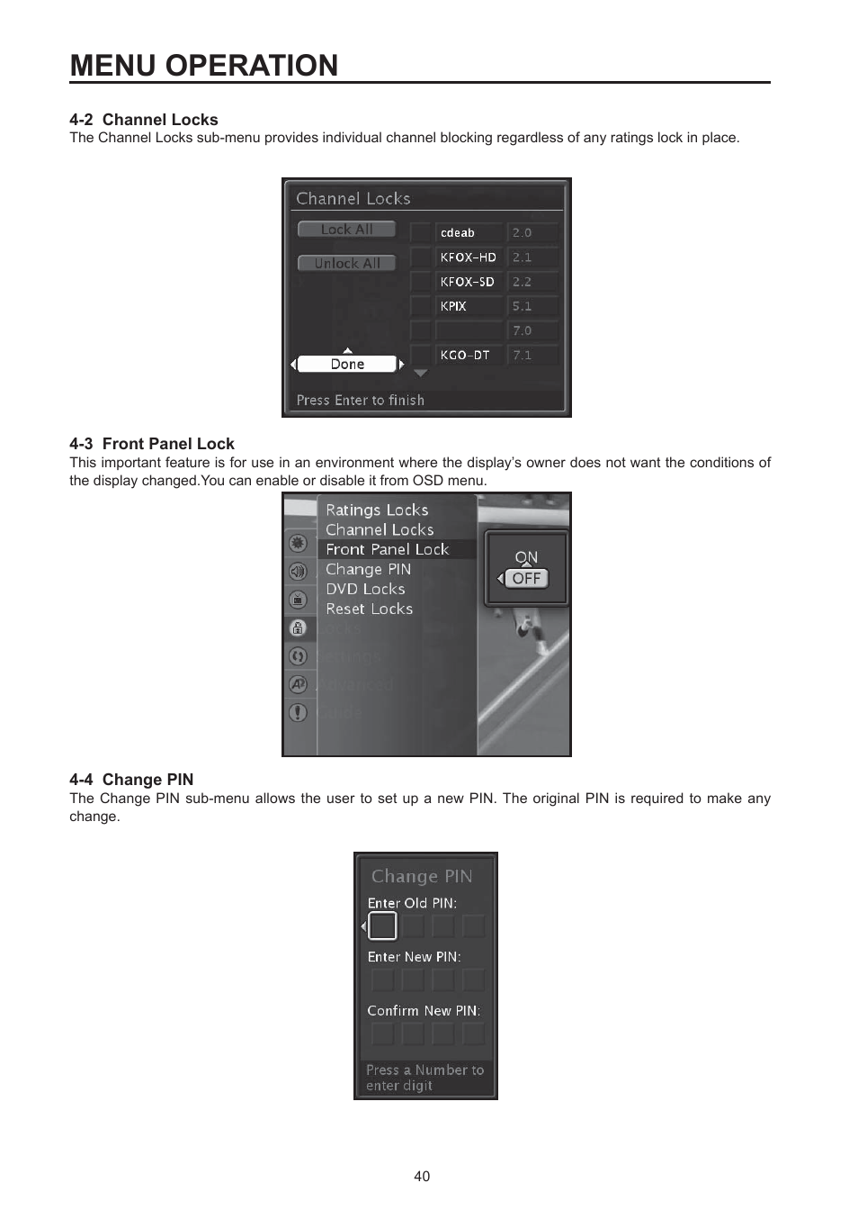 Menu operation | Westinghouse SK-26H590D User Manual | Page 41 / 66