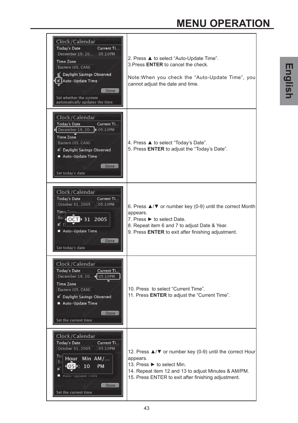 Menu operation, English | Westinghouse SK-26H590D User Manual | Page 44 / 66