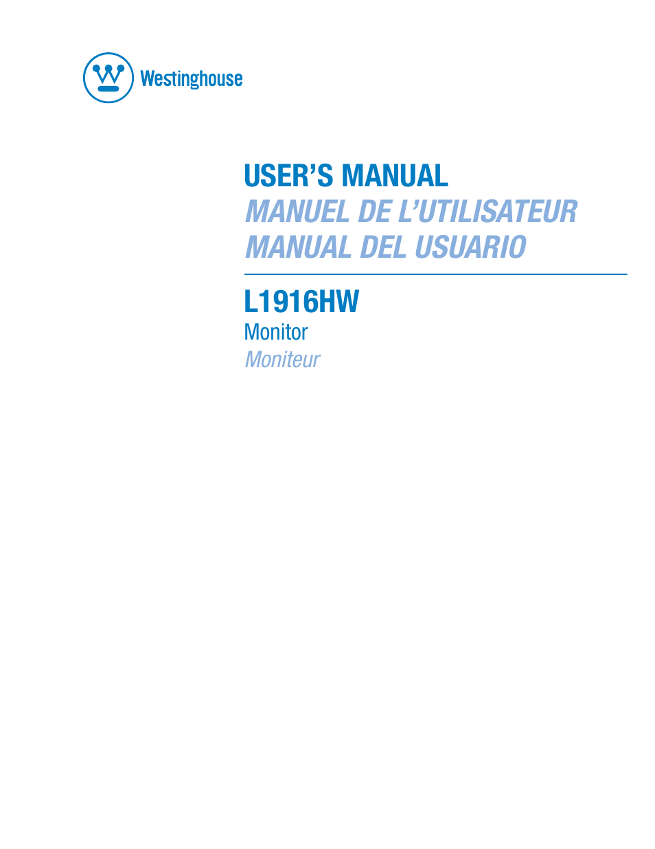 Westinghouse L1916HW User Manual | 14 pages