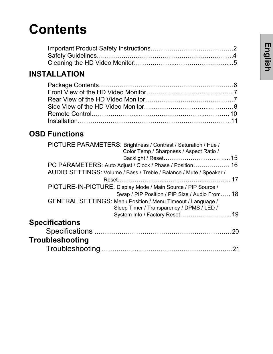 Westinghouse LVM-47w1 User Manual | Page 2 / 69