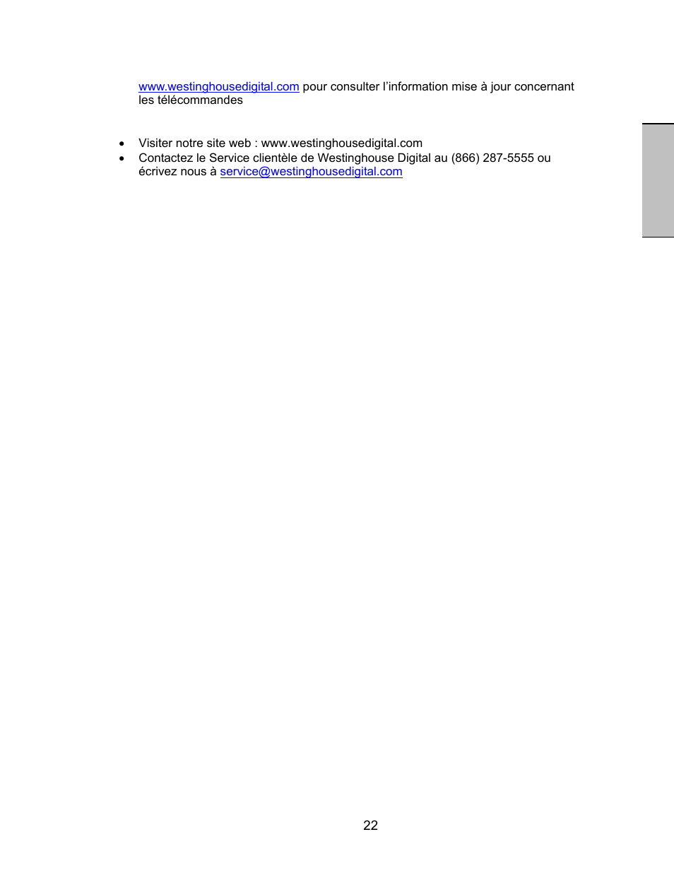 Français | Westinghouse LVM-47w1 User Manual | Page 46 / 69